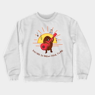 Beautiful Coffee Art - Singing Coffee Bean Playing Guitar Crewneck Sweatshirt